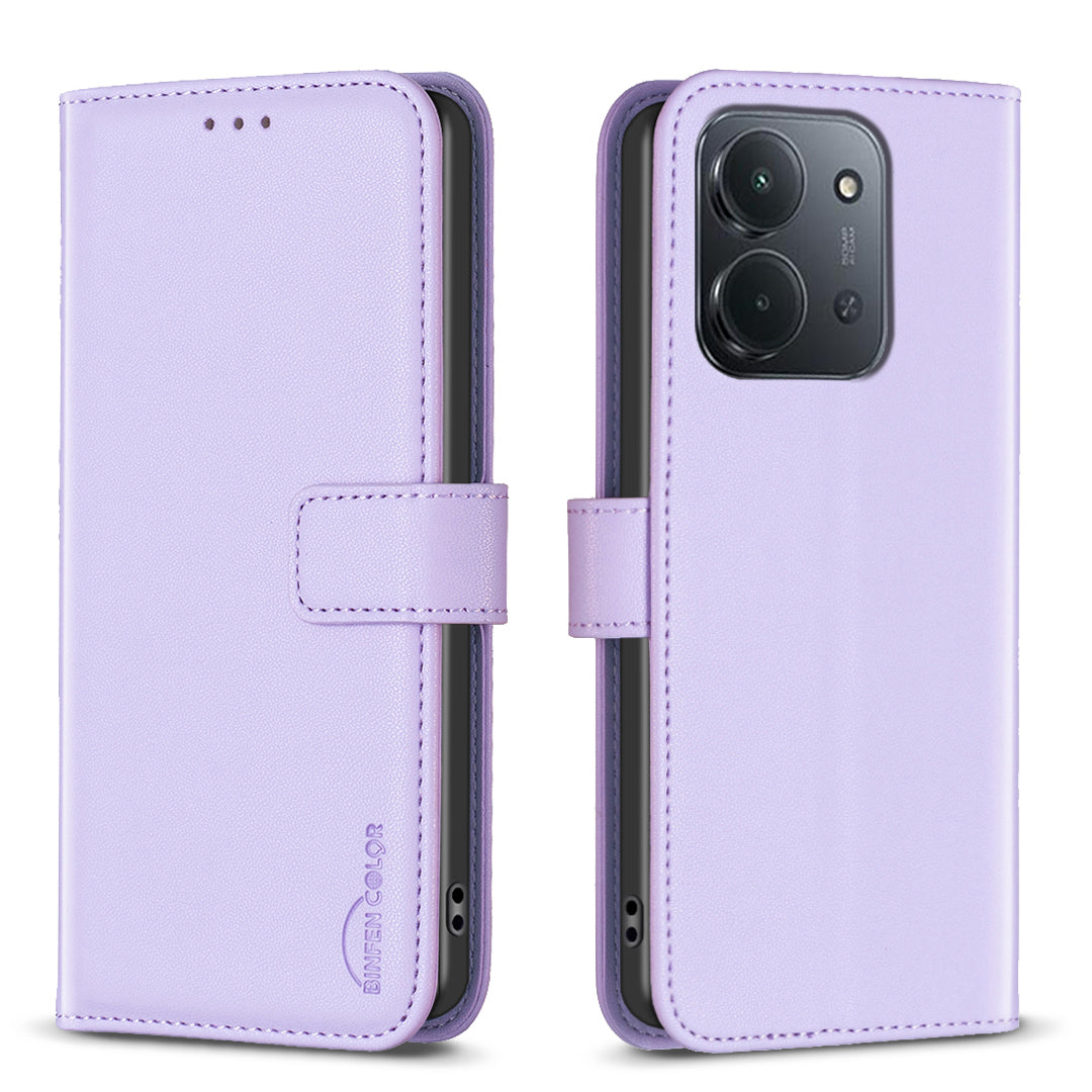BINFEN COLOR För Xiaomi Redmi 15C 5G (EU) (173mm) / 15C 4G (EU) (173mm) mobilskal BF17 Plånboksfodral i läder med vikbart lock