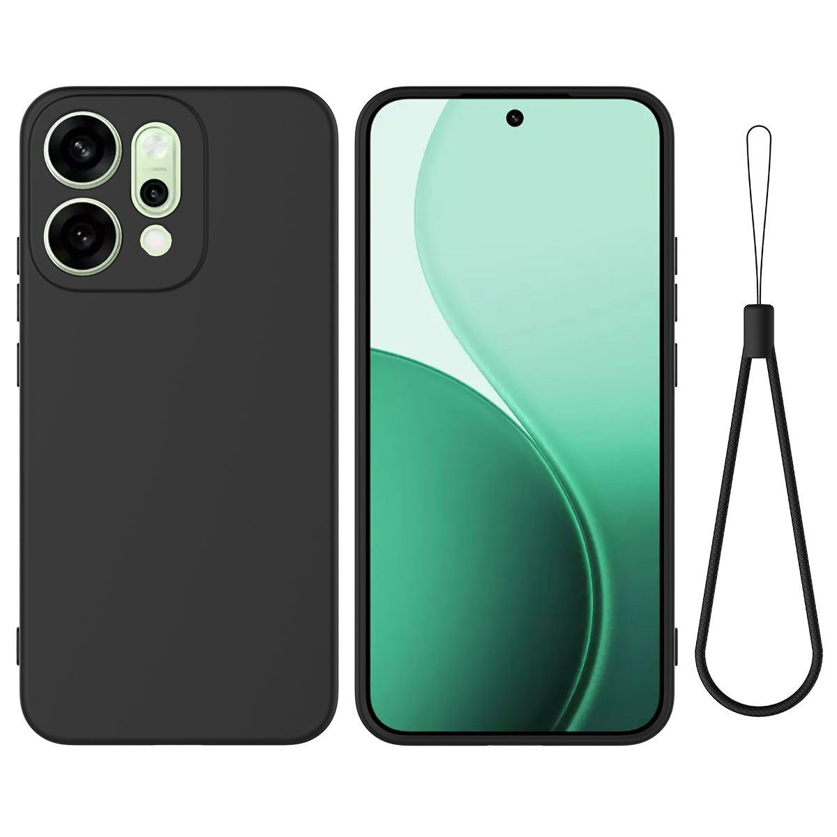 For Oppo Reno14 Pro 5G (China) / Oppo Reno14 Pro 5G (Global) Liquid Silicone Case Phone Back Cover with Hand Strap