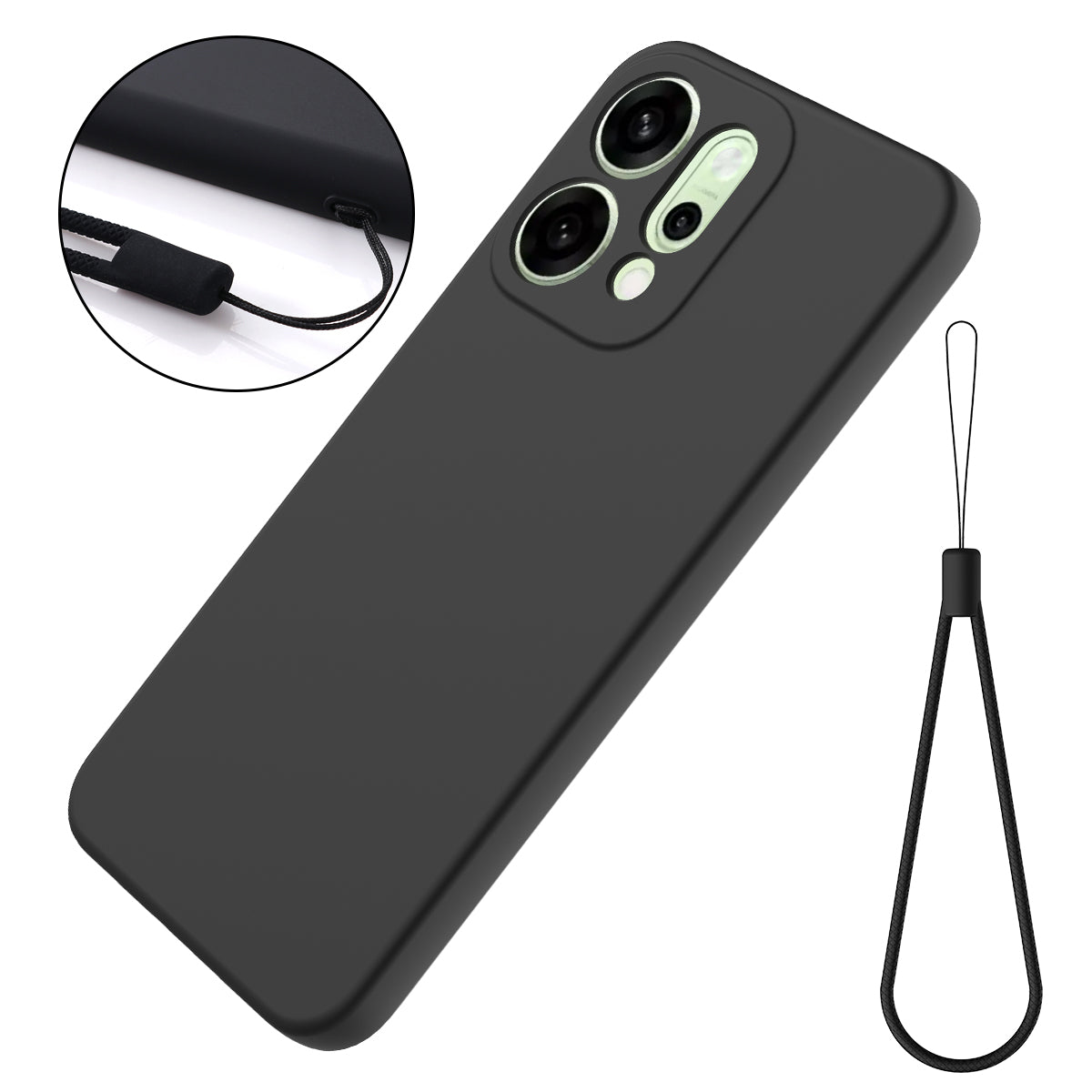 For Oppo Reno14 Pro 5G (China) / Oppo Reno14 Pro 5G (Global) Liquid Silicone Case Phone Back Cover with Hand Strap