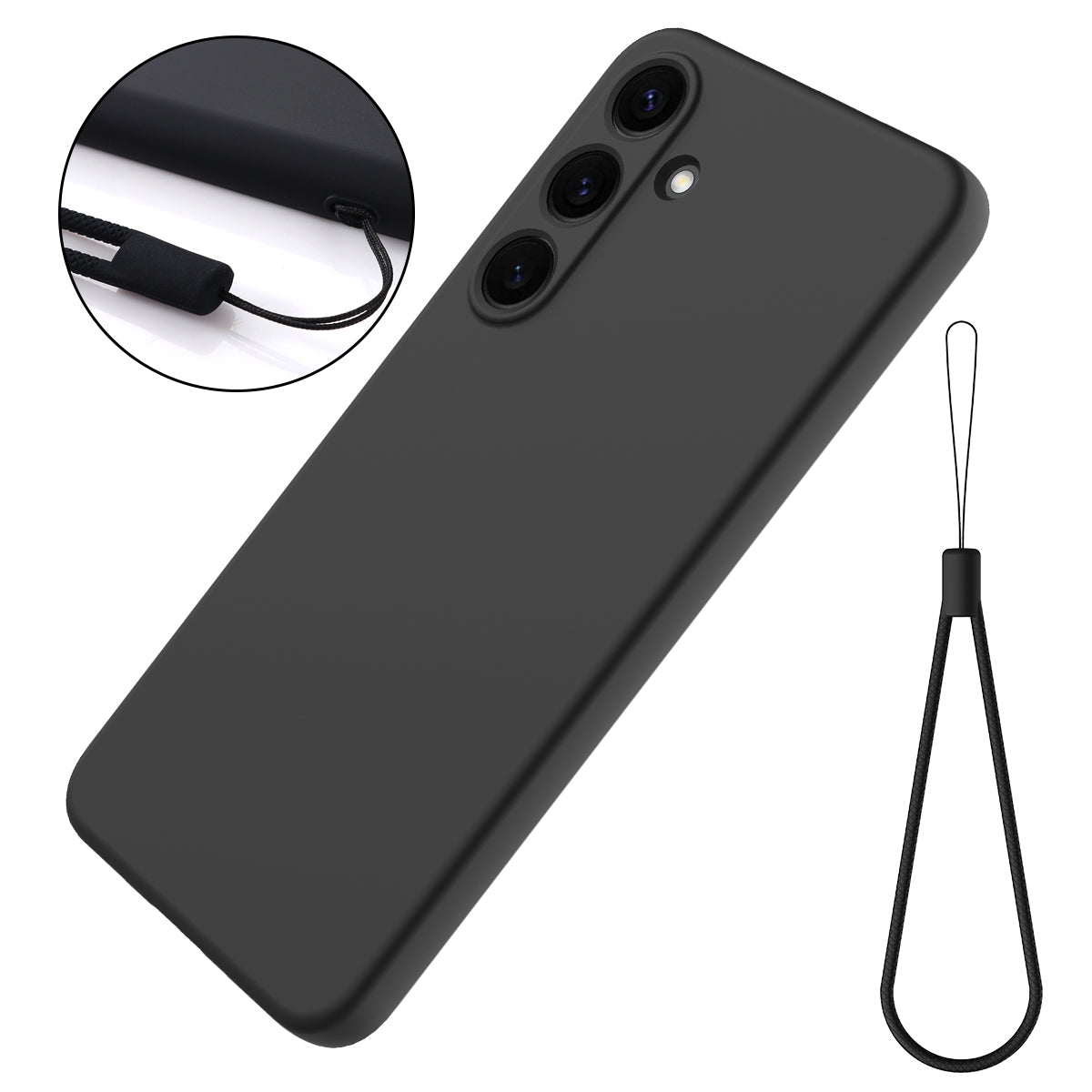 For Samsung Galaxy S25 FE Liquid Silicone Case Phone Back Cover with Hand Strap