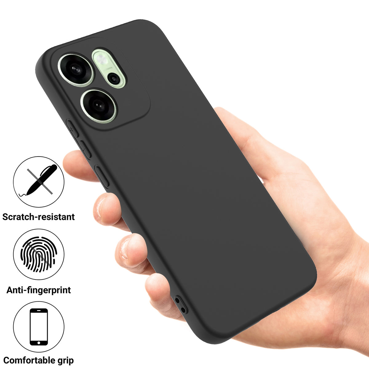 For Oppo Reno14 F 5G Liquid Silicone Case Phone Back Cover with Hand Strap