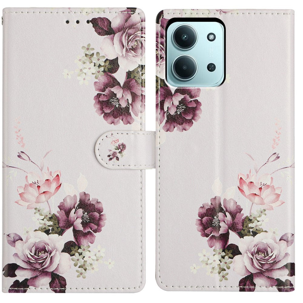 For Xiaomi Redmi 15C 5G (EU) (173mm) / 15C 4G (EU) (173mm) Case Pattern Printing Wallet Stand Flip Leather Phone Cover with Strap