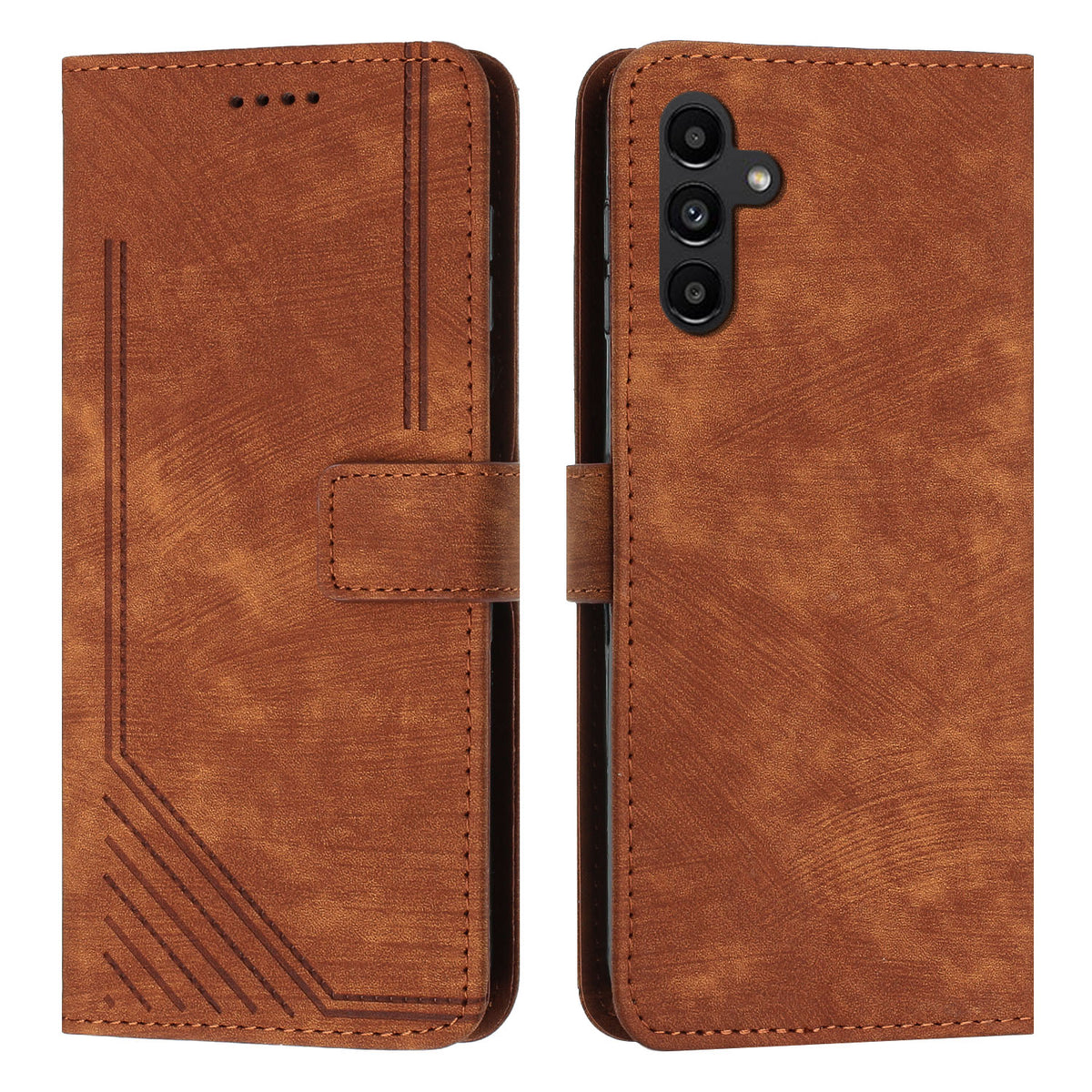 For Samsung Galaxy S25 FE Stand Case Imprinted Lines Leather Phone Cover
