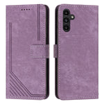 For Samsung Galaxy S25 FE Stand Case Imprinted Lines Leather Phone Cover