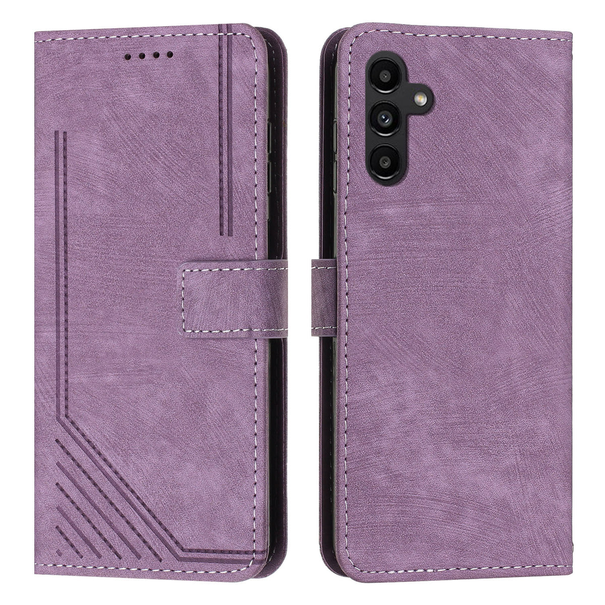 For Samsung Galaxy S25 FE Stand Case Imprinted Lines Leather Phone Cover