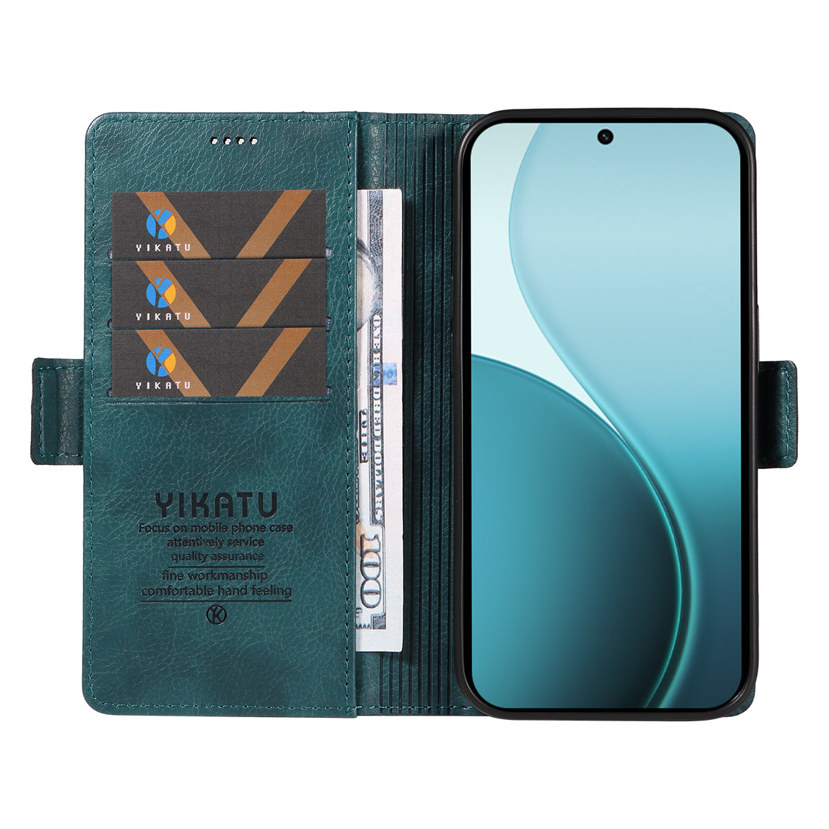YIKATU För Oppo Reno14 Pro 5G (Kina) / Oppo Reno14 Pro 5G (Global) Skal YK-007 Litchi Texture PU Läder Plånboksfodral