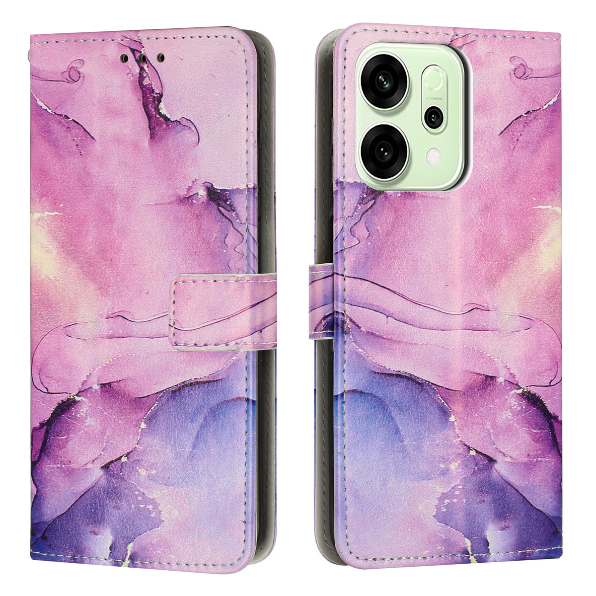 For Oppo Reno14 Pro 5G (China) / Oppo Reno14 Pro 5G (Global) Stand Case Marble Pattern PU Leather Wallet Phone Cover