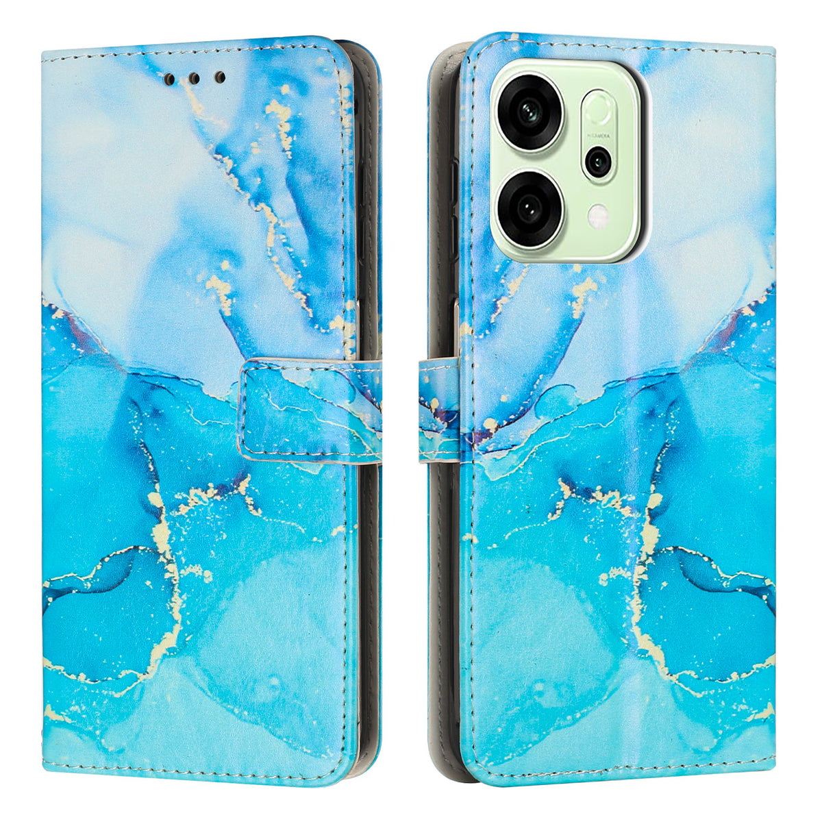 For Oppo Reno14 Pro 5G (China) / Oppo Reno14 Pro 5G (Global) Stand Case Marble Pattern PU Leather Wallet Phone Cover
