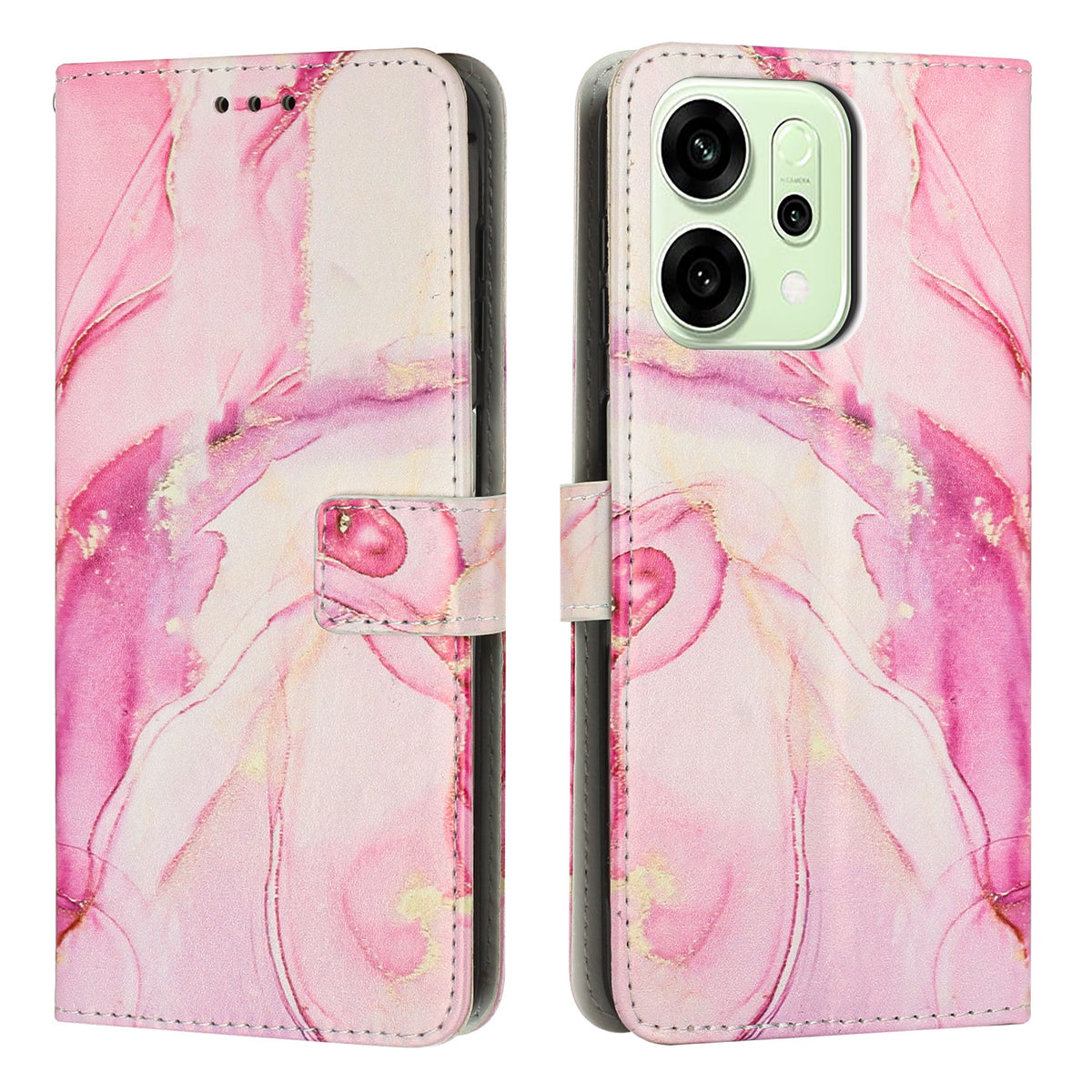 For Oppo Reno14 Pro 5G (China) / Oppo Reno14 Pro 5G (Global) Stand Case Marble Pattern PU Leather Wallet Phone Cover
