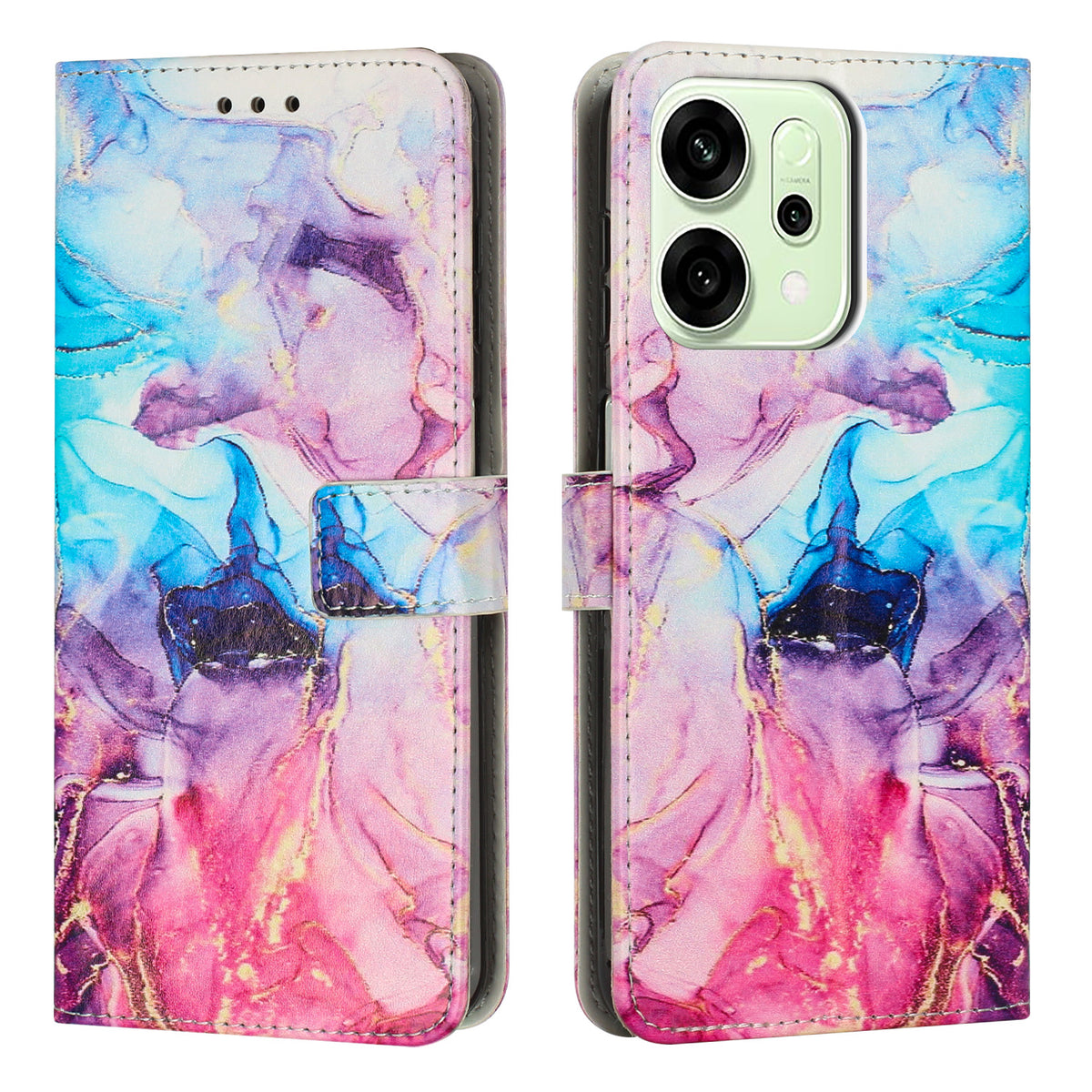 For Oppo Reno14 Pro 5G (China) / Oppo Reno14 Pro 5G (Global) Stand Case Marble Pattern PU Leather Wallet Phone Cover
