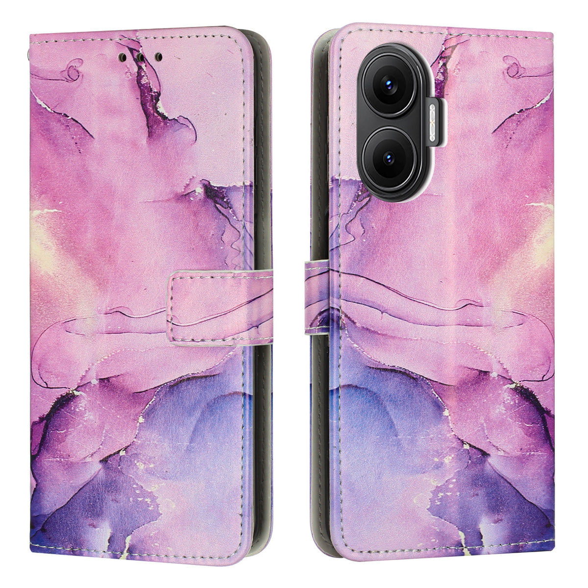 For Xiaomi Poco F7 5G / Xiaomi Redmi Turbo 4 Pro 5G Stand Case Marble Pattern PU Leather Wallet Phone Cover