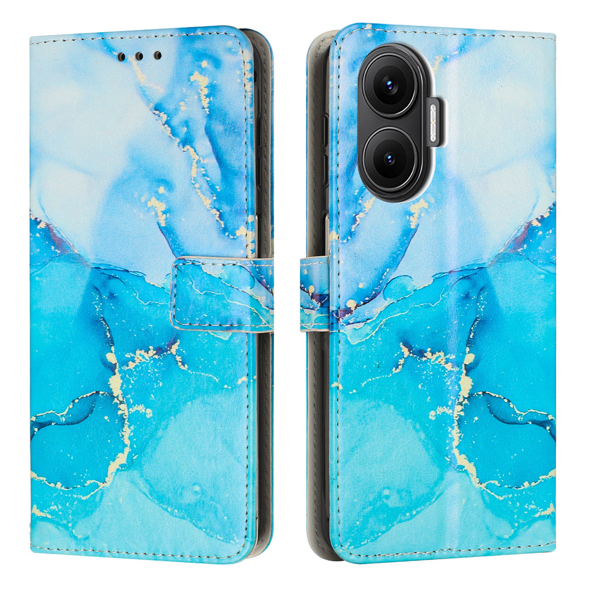 For Xiaomi Poco F7 5G / Xiaomi Redmi Turbo 4 Pro 5G Stand Case Marble Pattern PU Leather Wallet Phone Cover