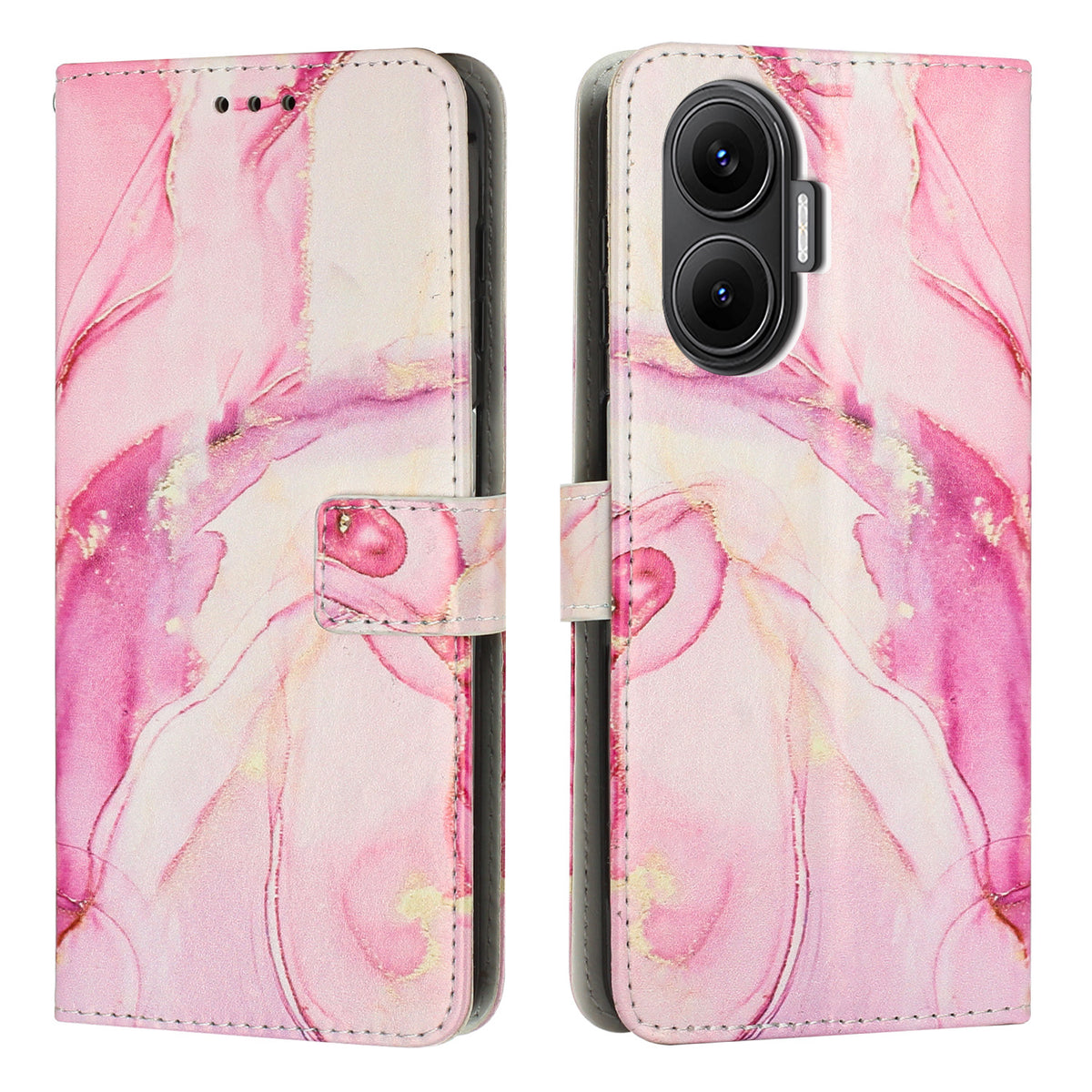 For Xiaomi Poco F7 5G / Xiaomi Redmi Turbo 4 Pro 5G Stand Case Marble Pattern PU Leather Wallet Phone Cover
