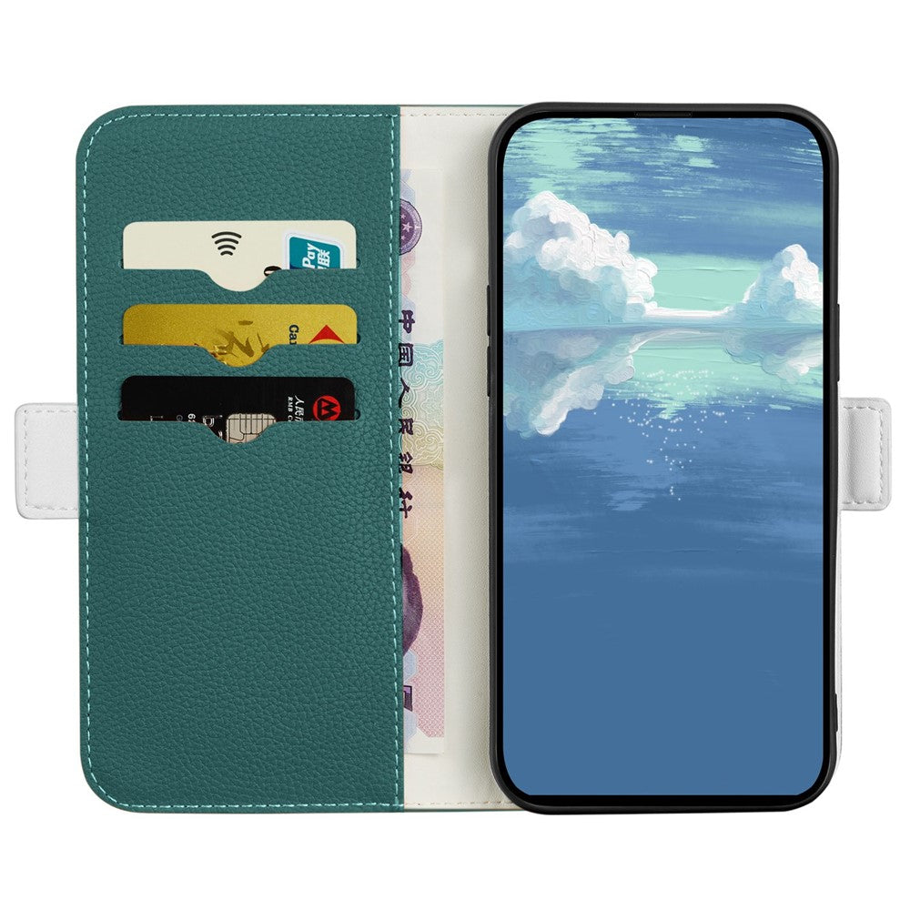 Til Samsung Galaxy A22e Candy Color PU læder beskyttelsesetui Litchi tekstur telefonstativ pungcover