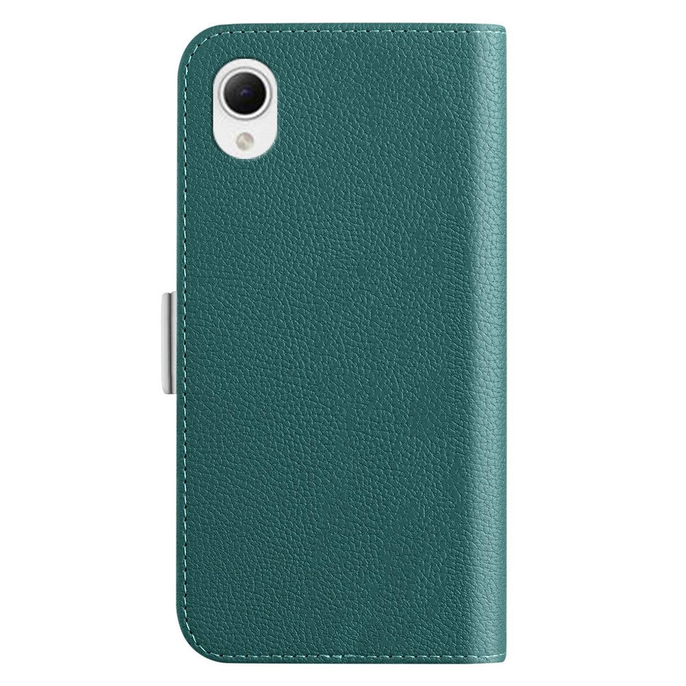 Til Samsung Galaxy A22e Candy Color PU læder beskyttelsesetui Litchi tekstur telefonstativ pungcover