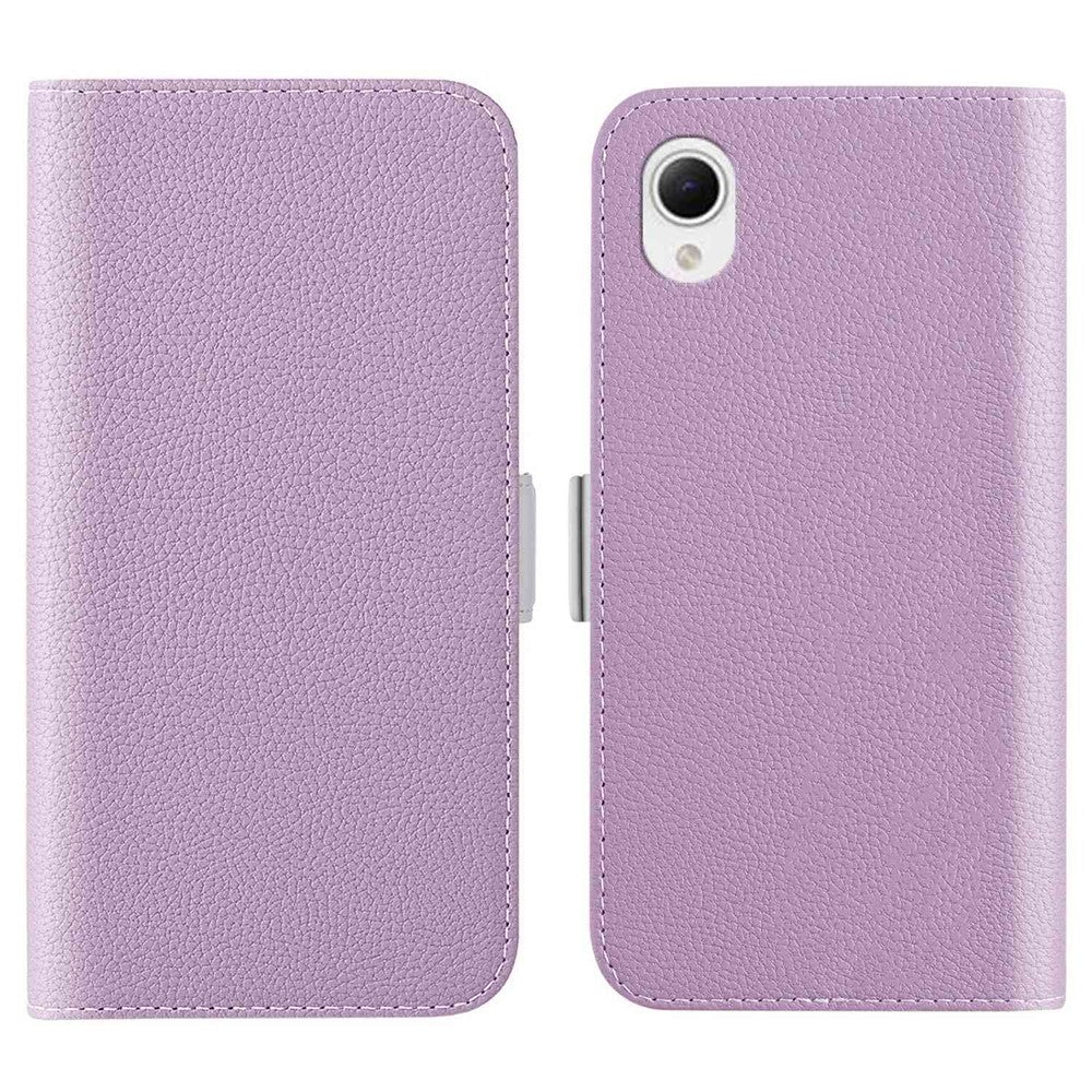 Til Samsung Galaxy A22e Candy Color PU læder beskyttelsesetui Litchi tekstur telefonstativ pungcover