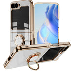 For Samsung Galaxy Z Flip7 5G Case Precise Cutouts 6D Electroplating TPU Phone Cover with Ring Holder