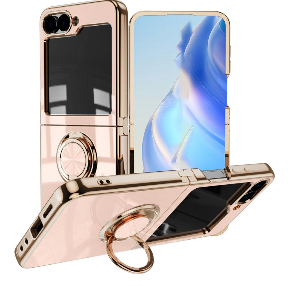 For Samsung Galaxy Z Flip7 5G Case Precise Cutouts 6D Electroplating TPU Phone Cover with Ring Holder