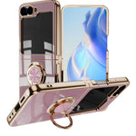 For Samsung Galaxy Z Flip6 5G Case Precise Cutouts 6D Electroplating TPU Phone Cover with Ring Holder