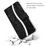 For Samsung Galaxy S23 Ultra Glitter Bling Splicing Design PU Leather Shockproof Case Phone Wallet Stand Protective Cover with Hand Strap