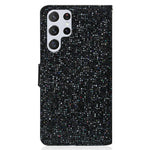 For Samsung Galaxy S23 Ultra Glitter Bling Splicing Design PU Leather Shockproof Case Phone Wallet Stand Protective Cover with Hand Strap