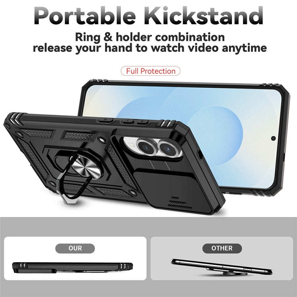 For Samsung Galaxy S25 Edge Case PC + TPU Phone Cover with Lens Protection Kickstand