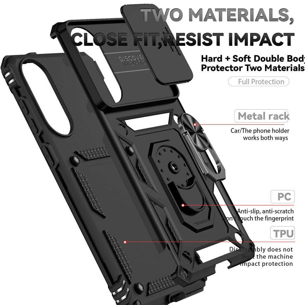 For Samsung Galaxy S25 Edge Case PC + TPU Phone Cover with Lens Protection Kickstand