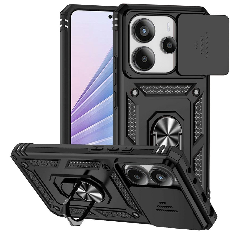 Xiaomi Redmi Note 14 4G (164.84mm) skal PC + TPU mobilskal med linsskydd, stöd