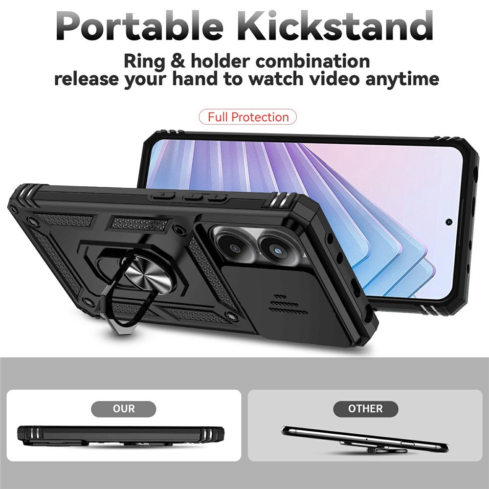 Xiaomi Redmi Note 14 4G (164.84mm) skal PC + TPU mobilskal med linsskydd, stöd