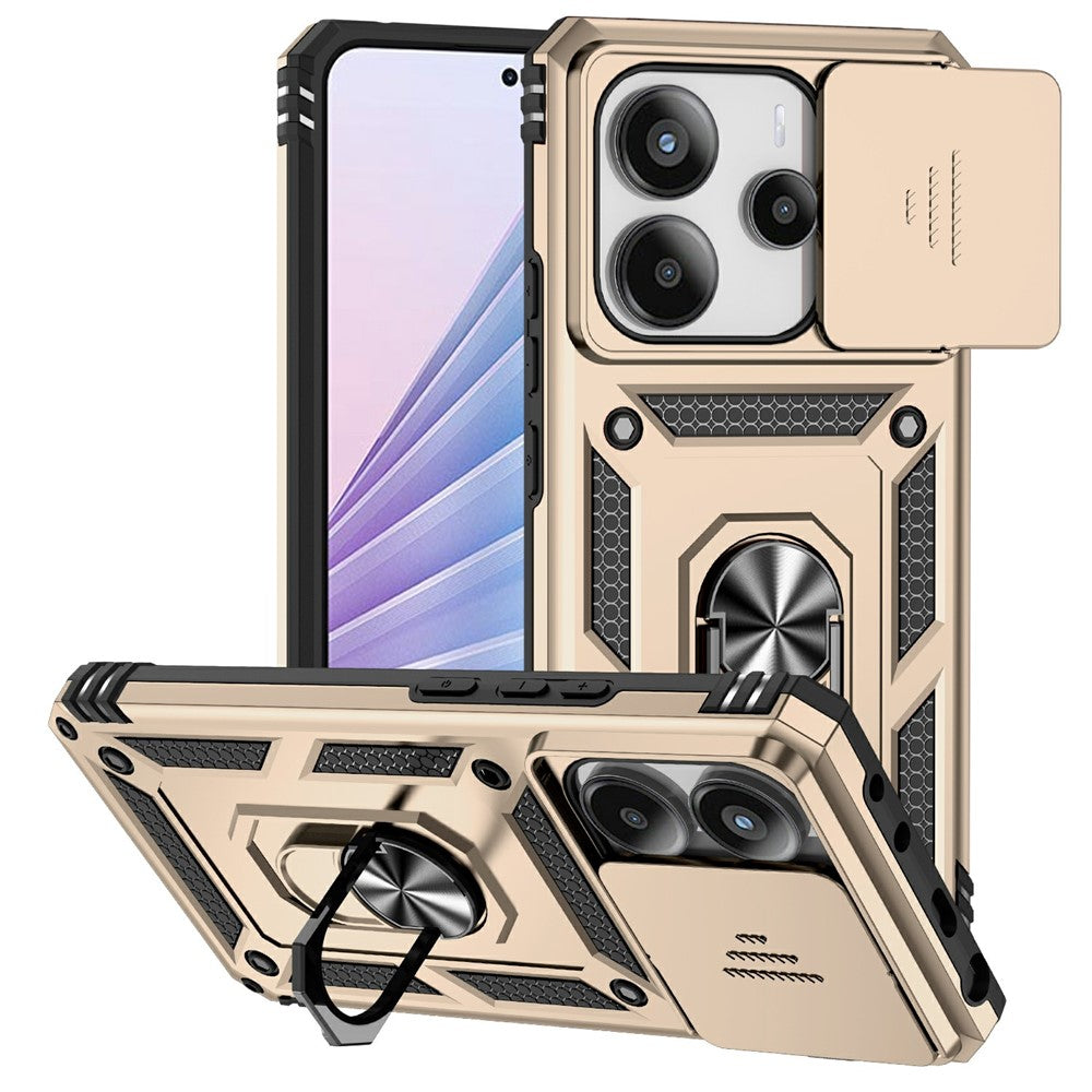 Xiaomi Redmi Note 14 4G (164.84mm) skal PC + TPU mobilskal med linsskydd, stöd
