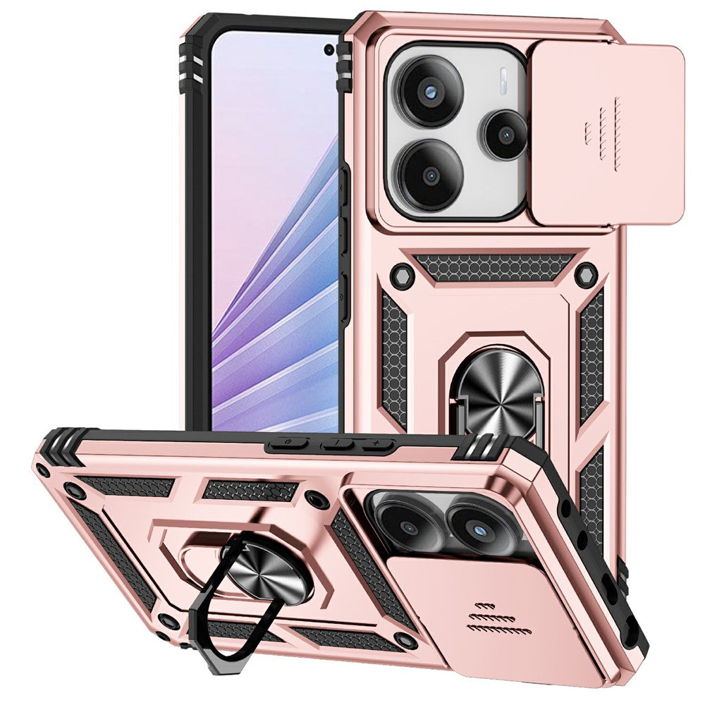 Xiaomi Redmi Note 14 4G (164.84mm) skal PC + TPU mobilskal med linsskydd, stöd