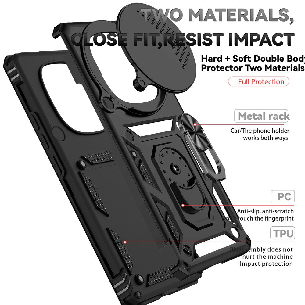 For Xiaomi Redmi Note 14 Pro 4G Case PC + TPU Phone Cover with Lens Protection Kickstand