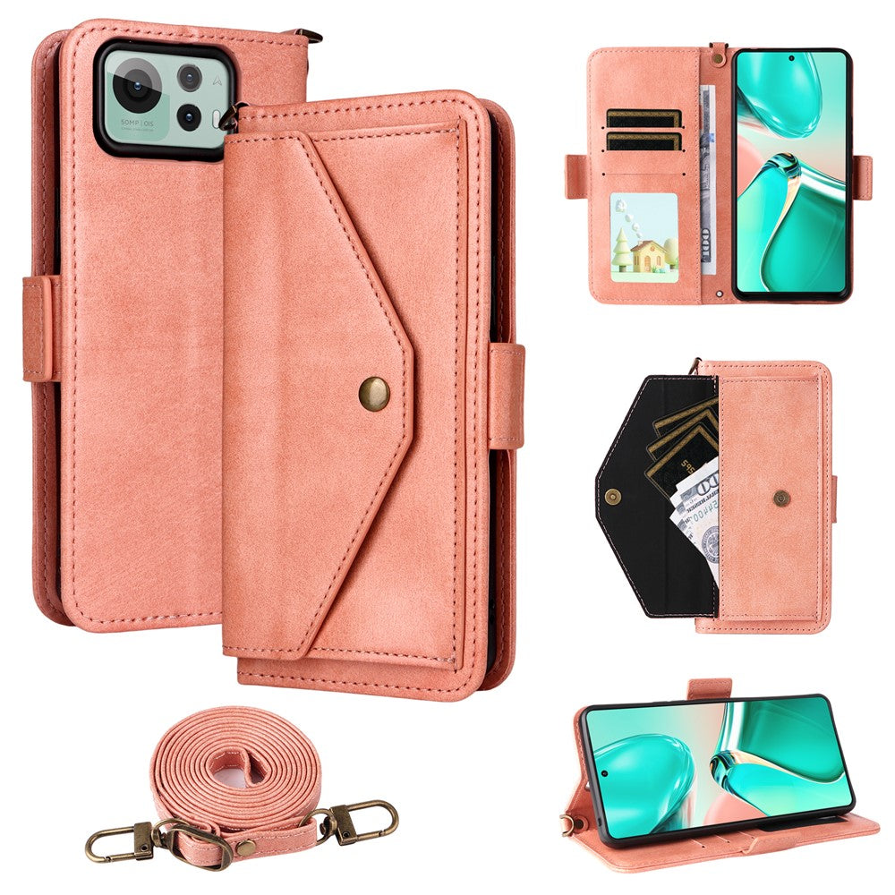 Til Asus Zenfone 12 Ultra 5G Læderetui Magnetisk Lukning Pung Stativ Telefoncover med Crossbody Rem