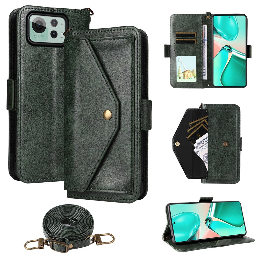 Til Asus Zenfone 12 Ultra 5G Læderetui Magnetisk Lukning Pung Stativ Telefoncover med Crossbody Rem