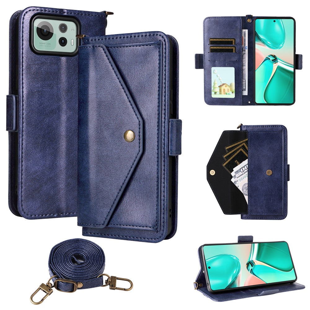 Til Asus Zenfone 12 Ultra 5G Læderetui Magnetisk Lukning Pung Stativ Telefoncover med Crossbody Rem