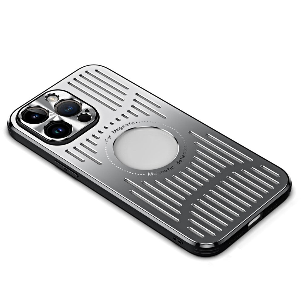 Magnetic Phone Case for iPhone 12 Pro 6.1 inch, Back Hollow Heat Dissipation TPU + Metal Drop-proof Back Cover