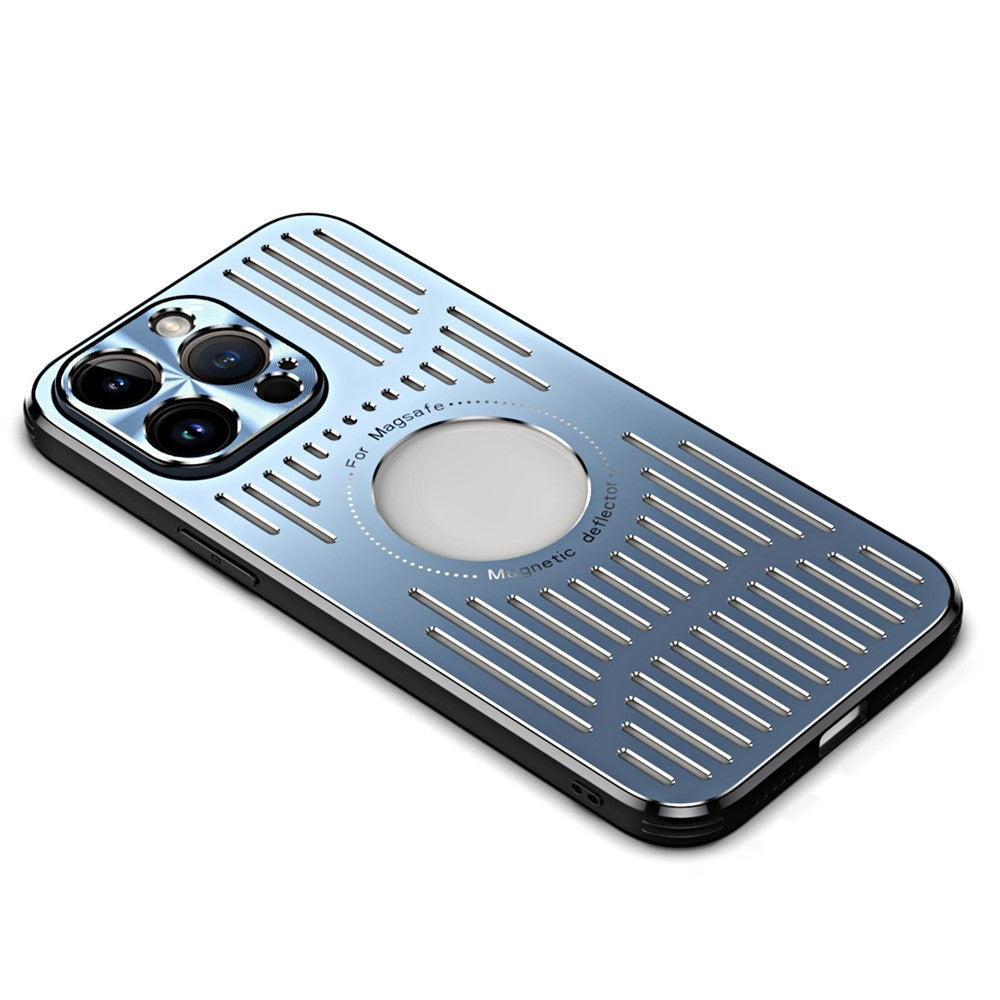 Magnetic Phone Case for iPhone 12 Pro 6.1 inch, Back Hollow Heat Dissipation TPU + Metal Drop-proof Back Cover