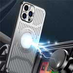 Magnetic Phone Case for iPhone 12 Pro 6.1 inch, Back Hollow Heat Dissipation TPU + Metal Drop-proof Back Cover
