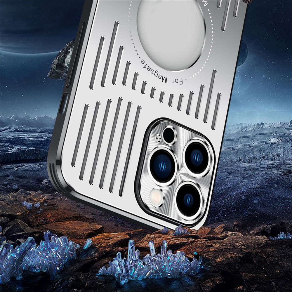 Magnetic Phone Case for iPhone 12 Pro 6.1 inch, Back Hollow Heat Dissipation TPU + Metal Drop-proof Back Cover