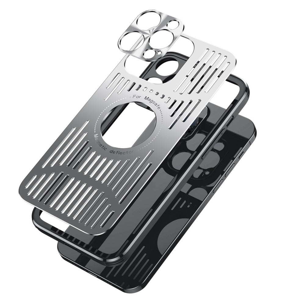 Magnetic Phone Case for iPhone 12 Pro 6.1 inch, Back Hollow Heat Dissipation TPU + Metal Drop-proof Back Cover