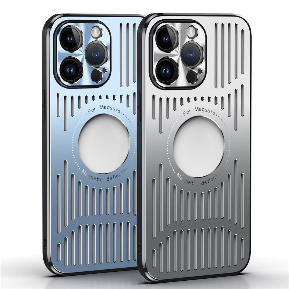 Magnetic Phone Case for iPhone 12 Pro 6.1 inch, Back Hollow Heat Dissipation TPU + Metal Drop-proof Back Cover