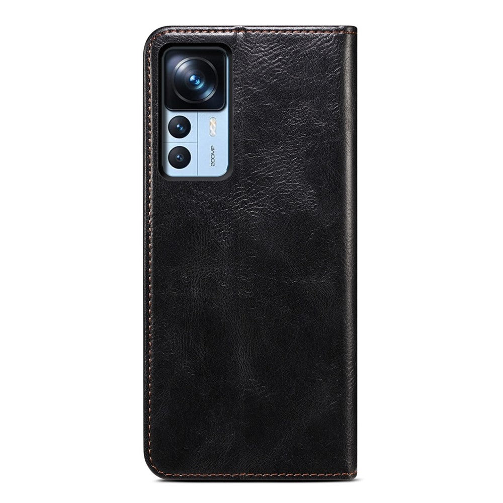 Xiaomi 12T 5G / 12T Pro 5G / Redmi K50 Ultra 5G Vaxaktig Crazy Horse Texture Stand mobilskal PU-läder Plånboksfodral