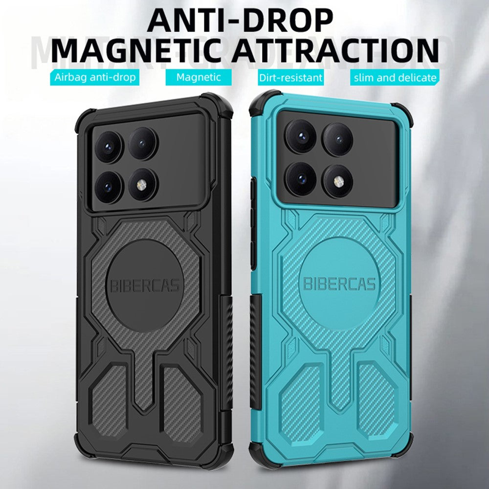 BIBERCAS J-16-serien för Xiaomi Redmi K70E 5G / Poco X6 Pro 5G magnetiskt skal fallskyddande TPU + PC-mobilskal