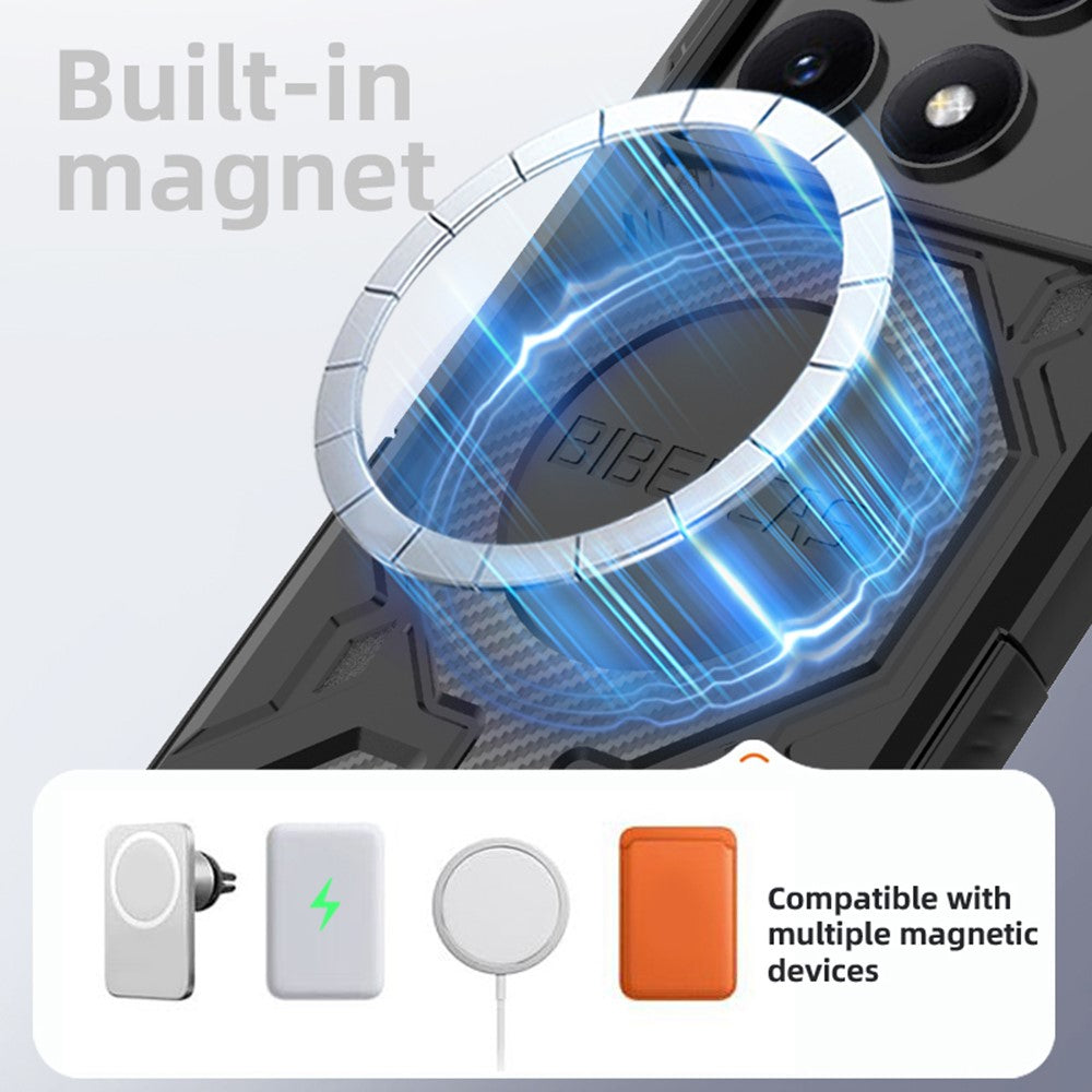 BIBERCAS J-16-serien för Xiaomi Redmi K70E 5G / Poco X6 Pro 5G magnetiskt skal fallskyddande TPU + PC-mobilskal