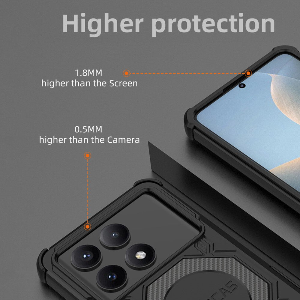 BIBERCAS J-16-serien för Xiaomi Redmi K70E 5G / Poco X6 Pro 5G magnetiskt skal fallskyddande TPU + PC-mobilskal
