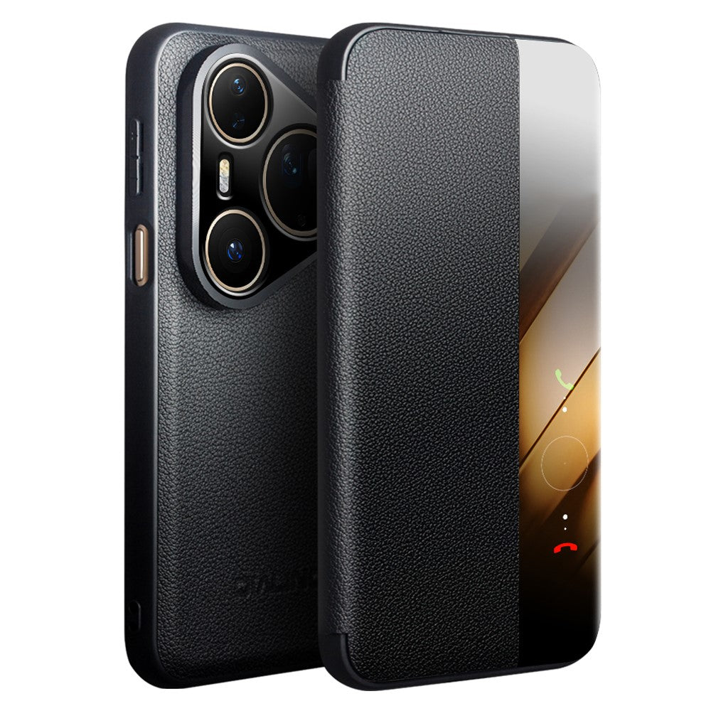 QIALINO For Huawei Pura 80 Pro / 80 Pro+ Case Window View Auto Wake / Sleep Genuine Cow Leather Flip Phone Cover