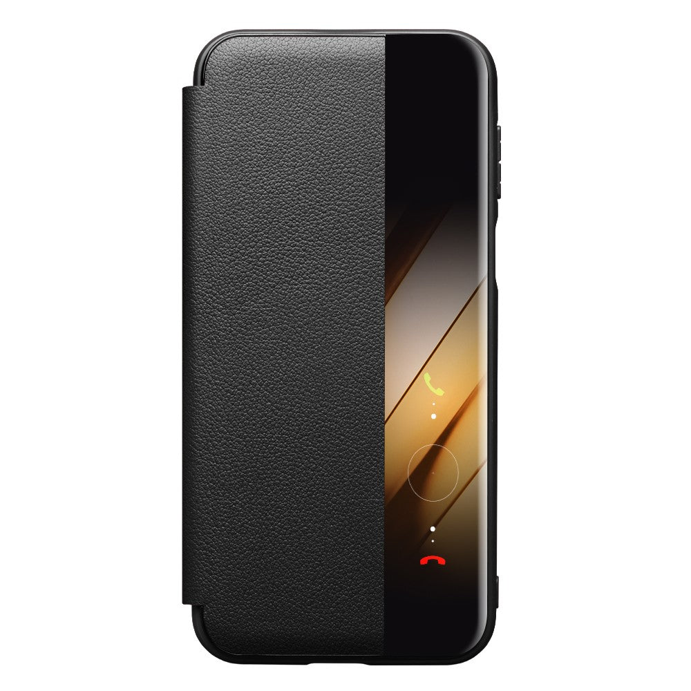 QIALINO For Huawei Pura 80 Pro / 80 Pro+ Case Window View Auto Wake / Sleep Genuine Cow Leather Flip Phone Cover