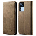 Xiaomi 12T 5G / 12T Pro 5G / Redmi K50 Ultra 5G Jeanstygstruktur PU-läder Stativskal Magnetiskt Autostängande mobilplånbok Skal