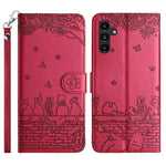 For Samsung Galaxy S25 FE Case with Wrist Strap Leather Phone Cover Wall Cats Pattern