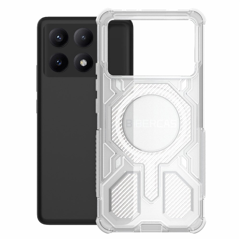 BIBERCAS J-16 Transparent Series For Xiaomi Redmi K70E 5G  /  Poco X6 Pro 5G Magnetic Case TPU + PC Phone Cover